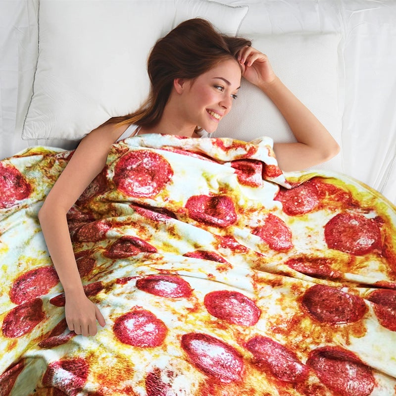 moonysweet Pizza Blanket for Adult and Kids Novelty Food Adult Size Funny Realistic Throw Fuzzy Fleece Flannel Teens Boys and Girls 60 inches - Image 3